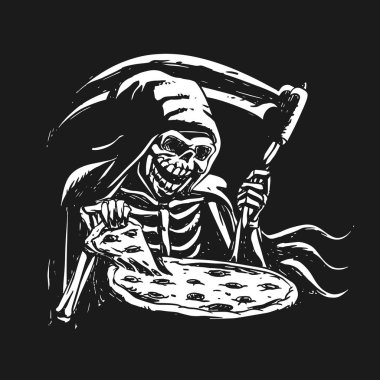 Azrail pizza - siyah-beyaz yemek