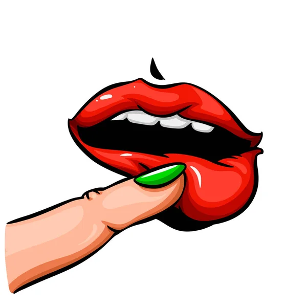 Female Finger Mouth — Stock Photo, Image