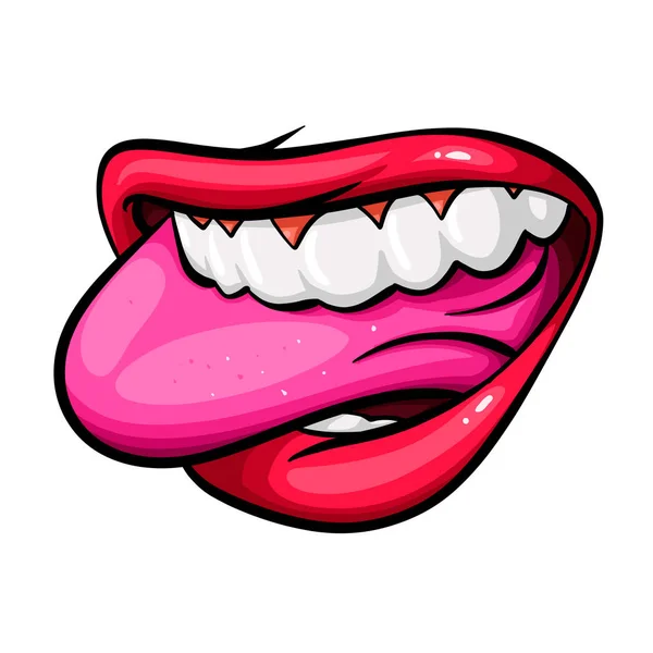 Cartoon Open Mouth Lips Tongue Side Isolated — Stock Photo, Image