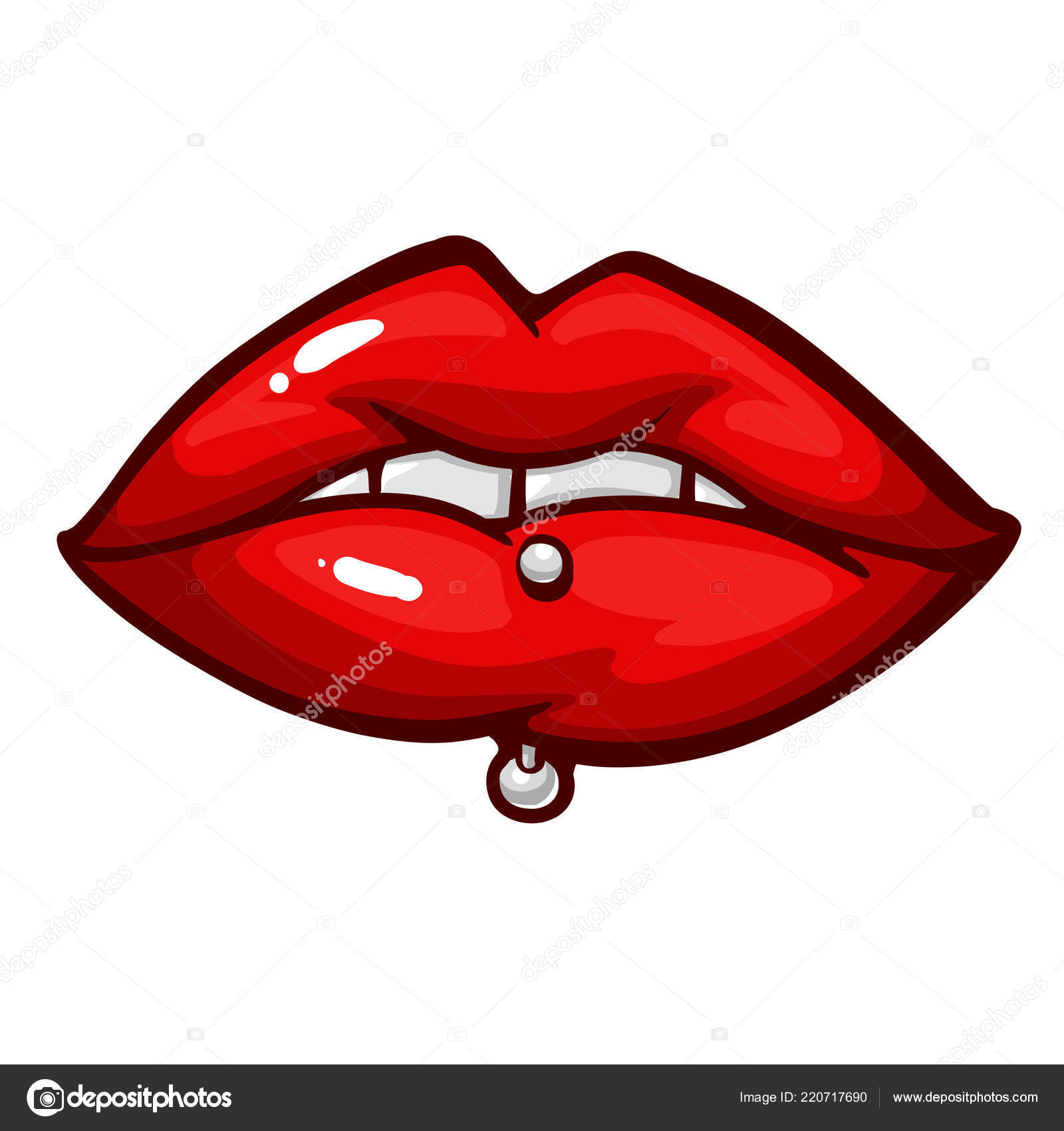 Fechar Boca Uma Mulher Com Piercing Lábio Ilustração de ©Milesthone  #220717690, image size:1600x1700