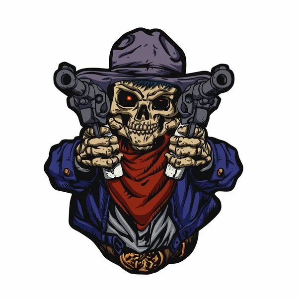 Cowboy Schedel Jongen Vectorillustratie — Stockvector