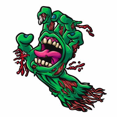 Zombi el çığlık - ölü ağız - vektör çizim