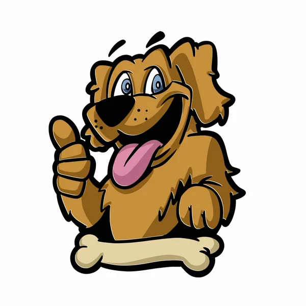 Cão Engraçado Ilustração Vetor Ósseo — Vetor de Stock