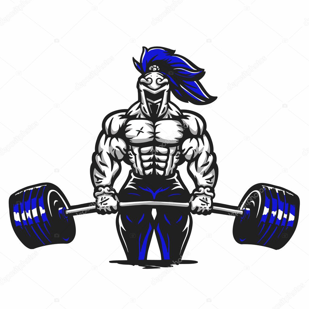 Bodybuilder spartan in the gym vector illustration