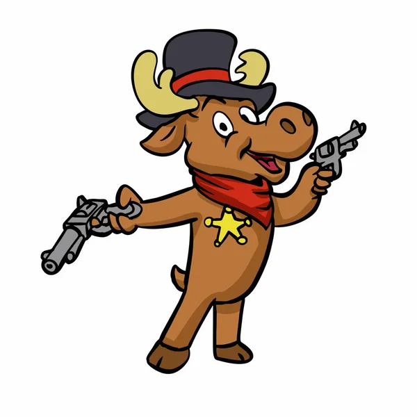 Funny Alce Sheriff Vector Ilustración — Vector de stock