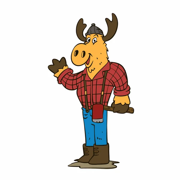 Lumberjack Alce Vector Ilustración — Archivo Imágenes Vectoriales