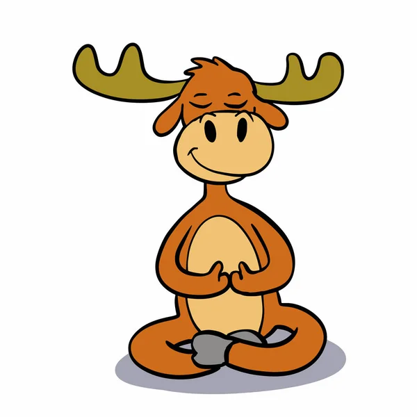Moose Meditando Posición Loto Vector Ilustración — Vector de stock