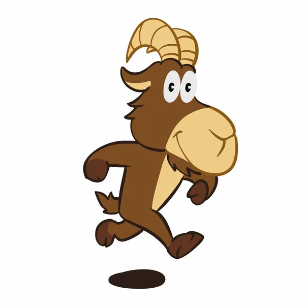 Running Goat Goat Cartoon Vector Illustration — Stock Vector