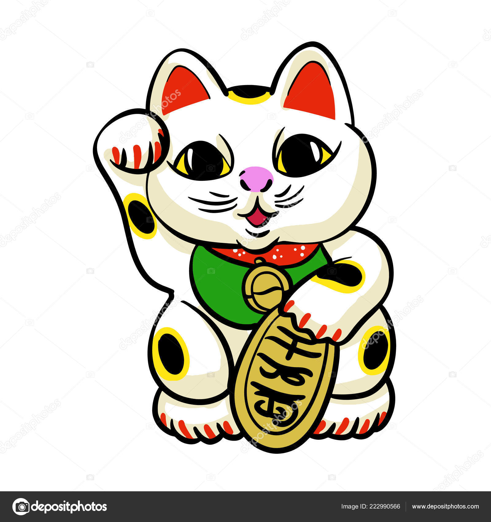 Chinese Cat Cartoon Vector Illustration 