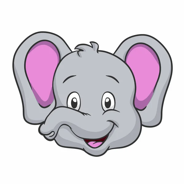 Zeichentrickfilm Elefant Gesicht Vektor Illustration — Stockvektor