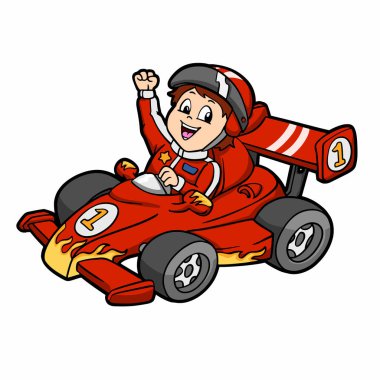Formula 1 - araba karikatür - araba yarışı - vektör çizim
