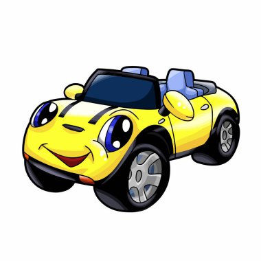 Sarı araba - araba karikatür - cars oyuncaklar vektör çizim