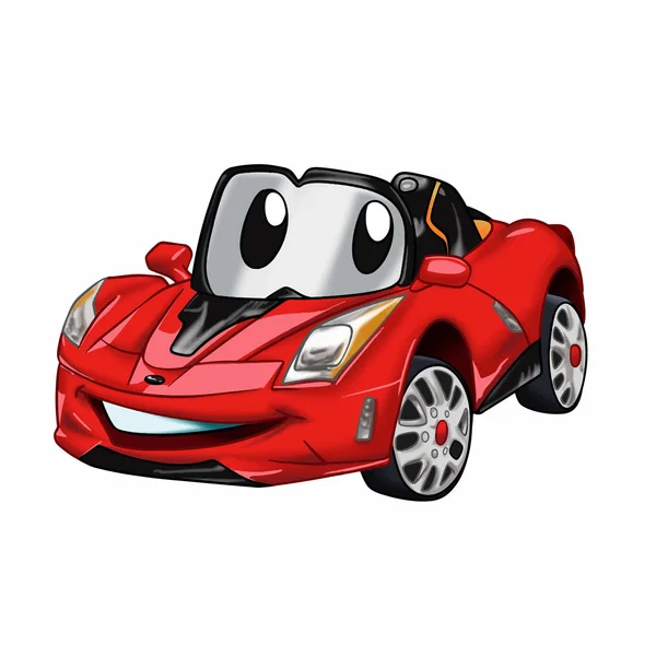 Szybki Samochód Kreskówka Kreskówki Czerwony Samochód Samochody Dla Dzieci Ilustracja — Wektor stockowy