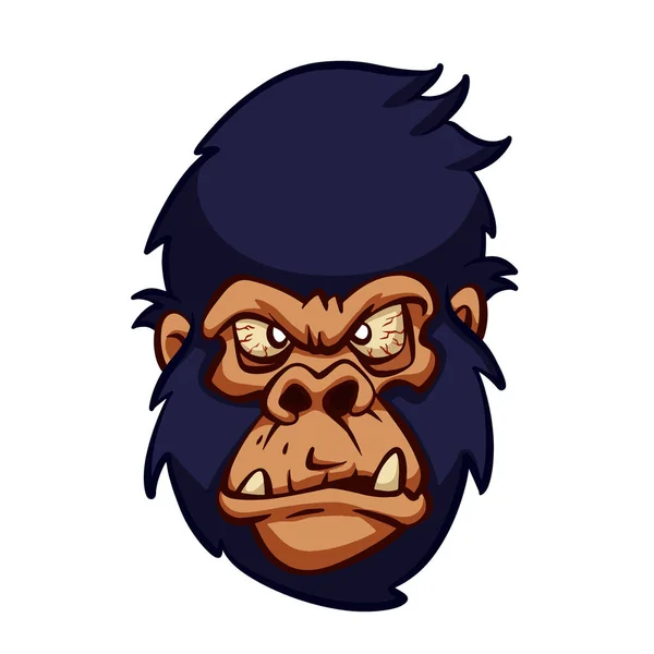 Angry Gorilla Testa Cartone Animato — Vettoriale Stock