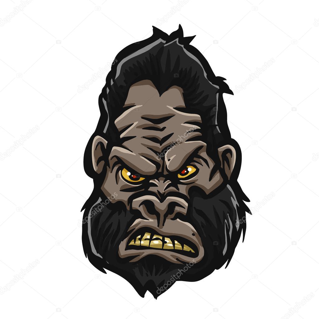 Angry gorilla face head cartoon