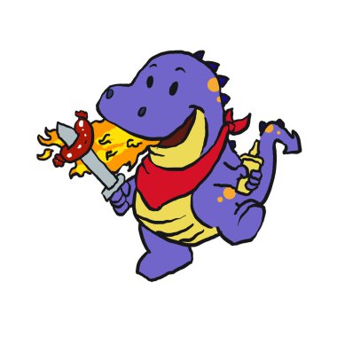 Alevler spewing - sosis pişirme bebek ejderha