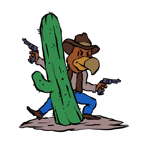 Bandido Falcão Cowboy Desenhos Animados — Vetor de Stock