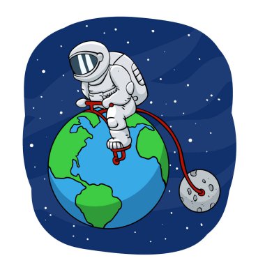 Bisiklet astronot uzay komik 