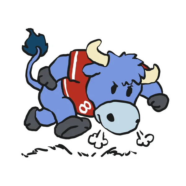 Cartone Animato Bull Football Player — Vettoriale Stock