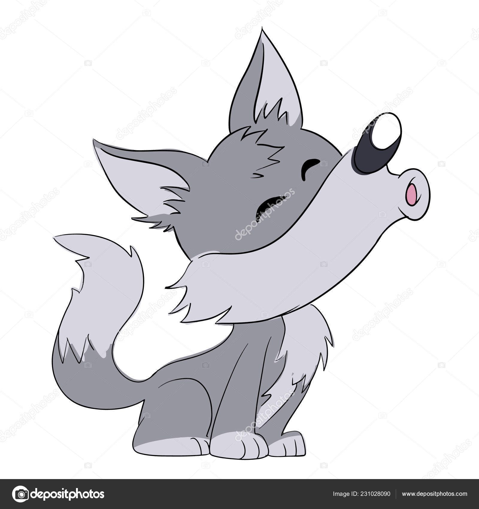 Mignon Loup Hurler Dessin Animé image vectorielle par ... Mignon Loup Hurler Dessin Animé image vectorielle par ...