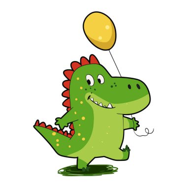 Dinozor bir balon - yeşil dinozor holding