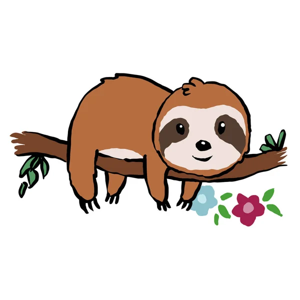 Cute Sloth Branch — Stock Vector