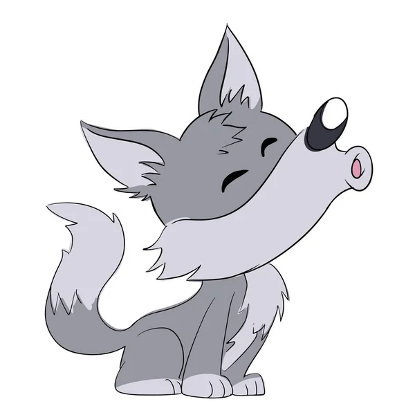 かわいいオオカミの遠吠え漫画 — ストックベクタ