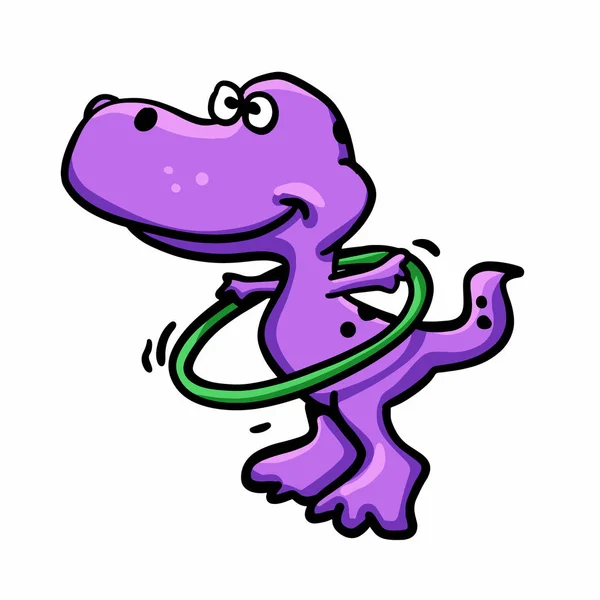 Динозавр Играет Обручем — стоковый вектор