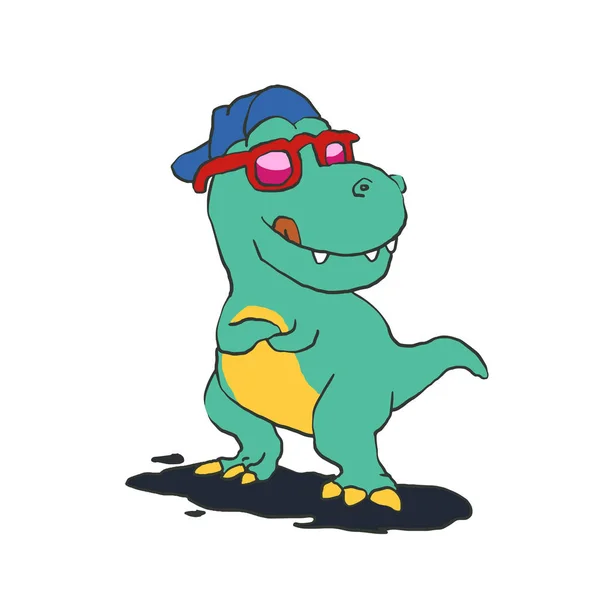 Dinosaurio Con Gafas Sombrero — Archivo Imágenes Vectoriales