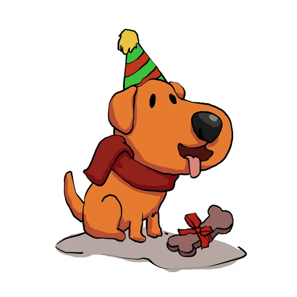 Смешная Карикатура День Рождения Собаки — стоковый вектор