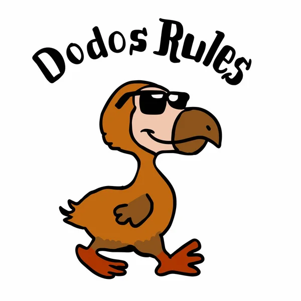 Dodo Reglas Dibujos Animados Pájaro Loco — Vector de stock