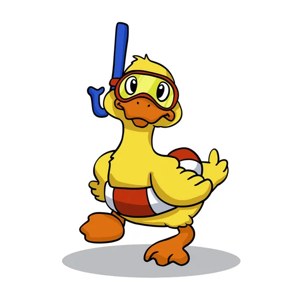 Buceo Pato Pato Amarillo — Vector de stock