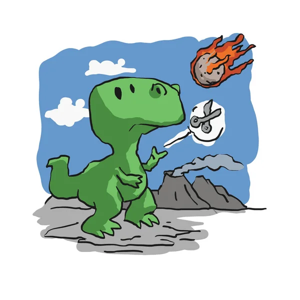 Uitsterven Van Dinosaurussen Grappige Cartoon — Stockvector
