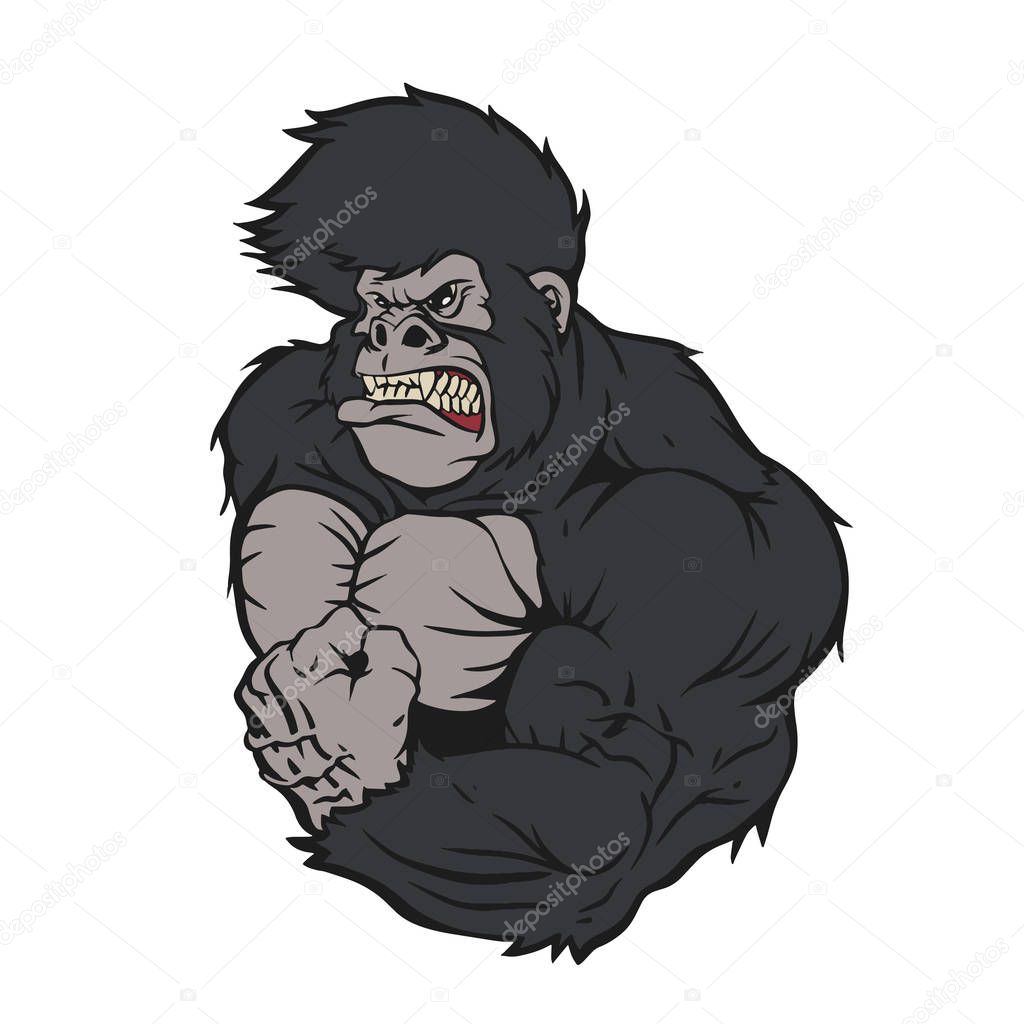 Ferocious gorilla athlete cartoon