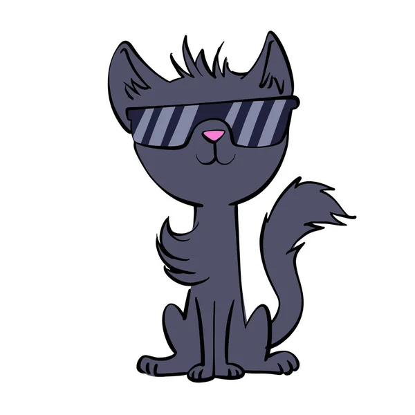 Gato Divertido Con Gafas Sol Dibujos Animados — Vector de stock