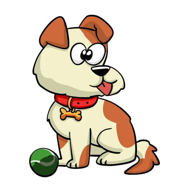 Cão Engraçado Bola Verde — Vetor de Stock