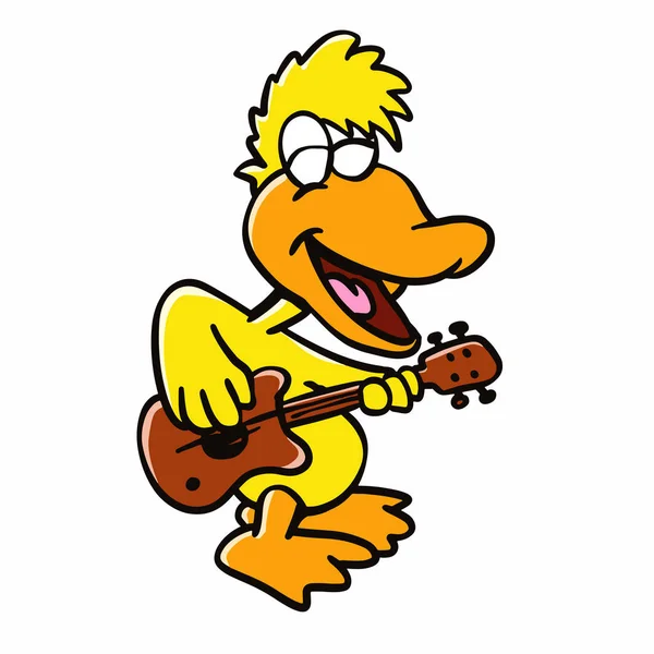 Funny Duck Jouer Guitare — Image vectorielle