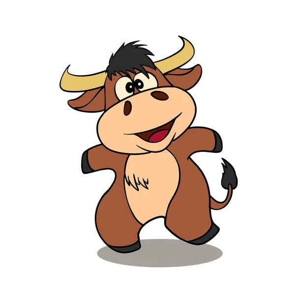 Lucu Kartun Highland Bull - Stok Vektor