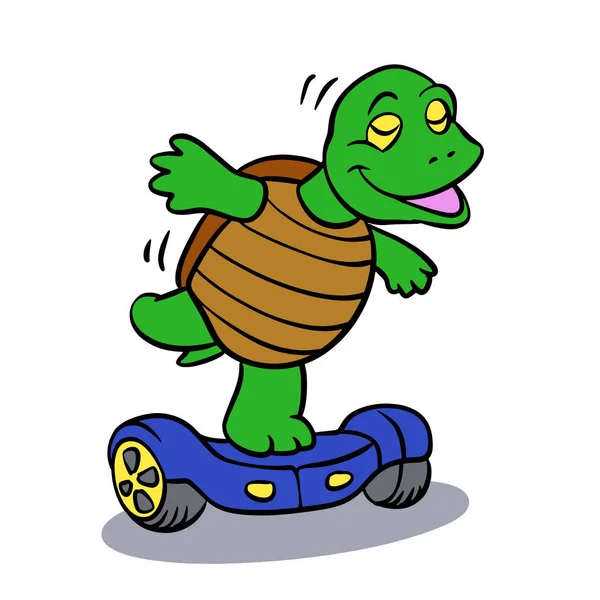 Divertida Tortuga Montando Hoverboard — Archivo Imágenes Vectoriales