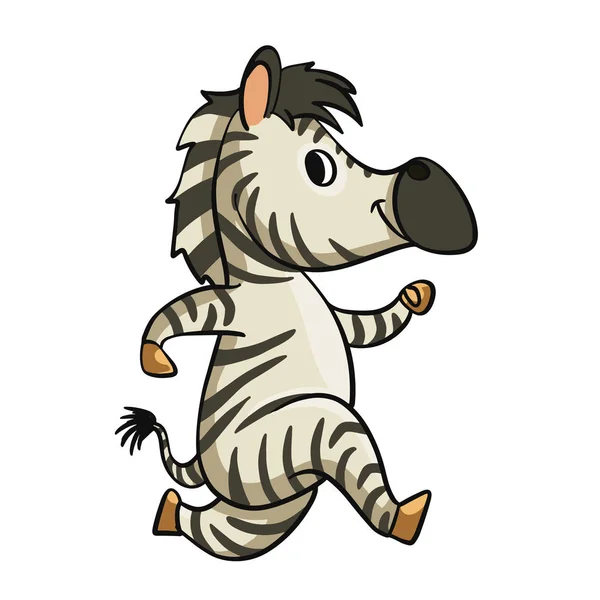 Zabawny Zebra Uruchomiony Kreskówka — Wektor stockowy