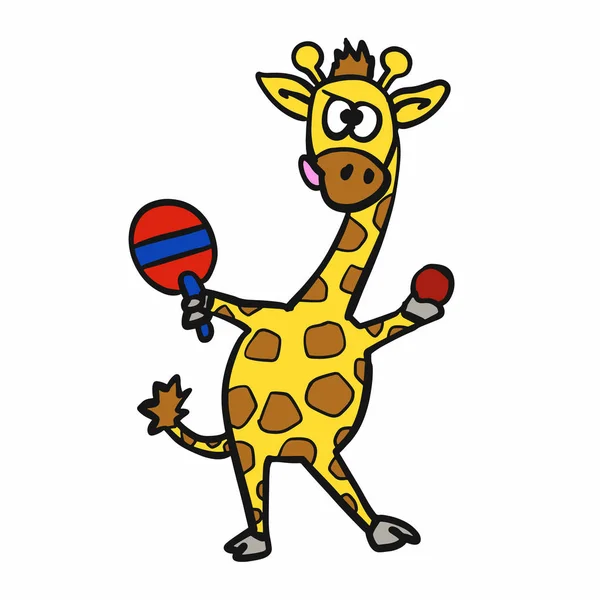 Giraffe Spielt Tischtennis — Stockvektor