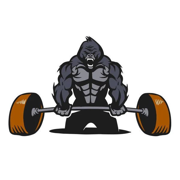 Gorilla Bodybuilder Barbell — Stock Vector