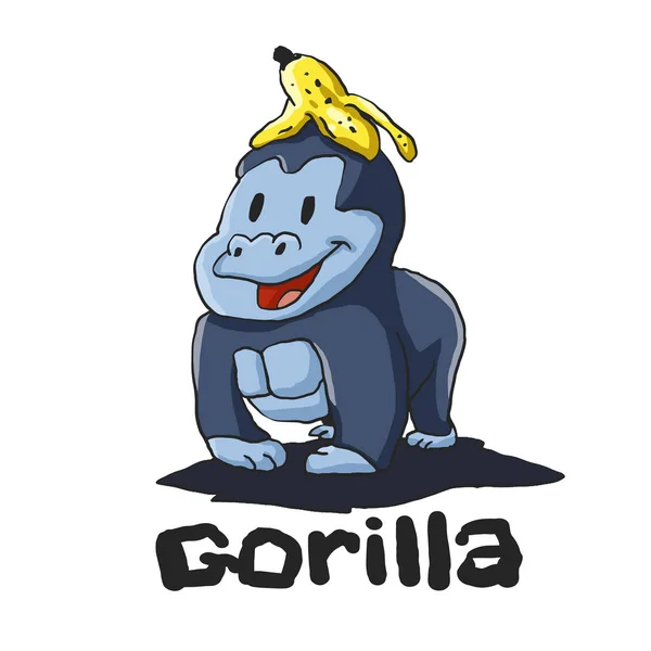 Gorilla Con Plátano Cabeza — Archivo Imágenes Vectoriales