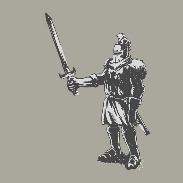 Рыцарь Мечом Черно Белым — стоковый вектор