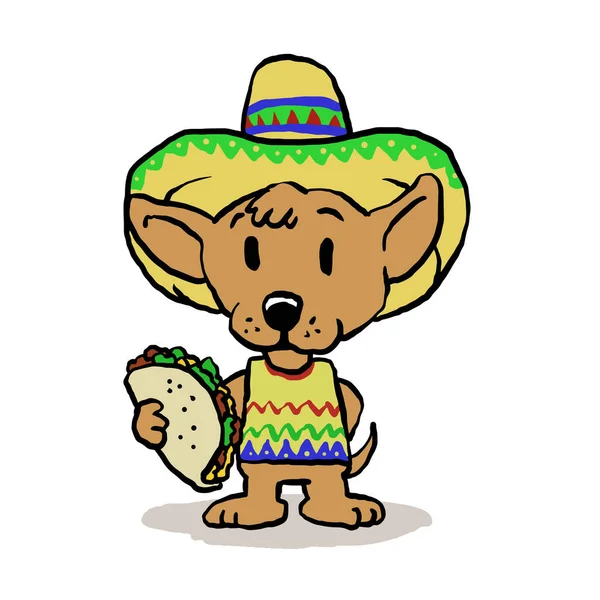 Mexikanischer Hund Mit Taco — Stockvektor