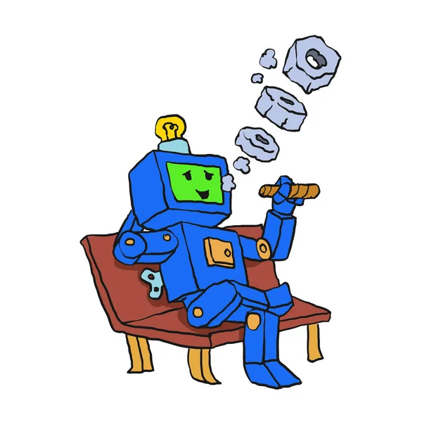 Robot Rookvrije Sigaar Cartoon — Stockvector