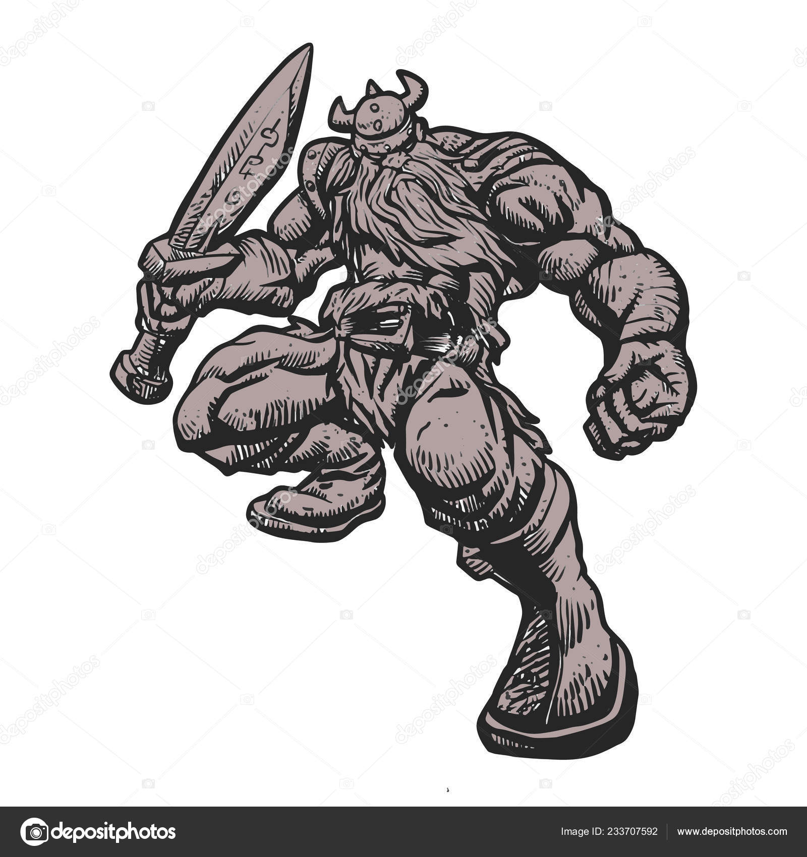 Viking Med Skæg Middelalderlig Hjelm Stockvektor af ©Milesthone 233707592, image size:1600x1700