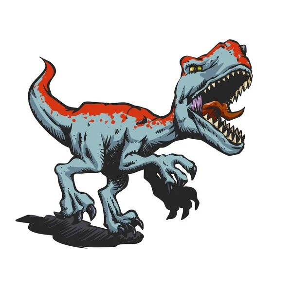 Velociraptor Verde Rojo Dinosaurio Enojado — Archivo Imágenes Vectoriales