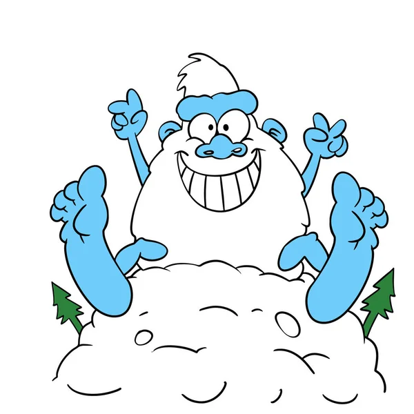 Yeti Spelen Grote Sneeuw Winter — Stockvector