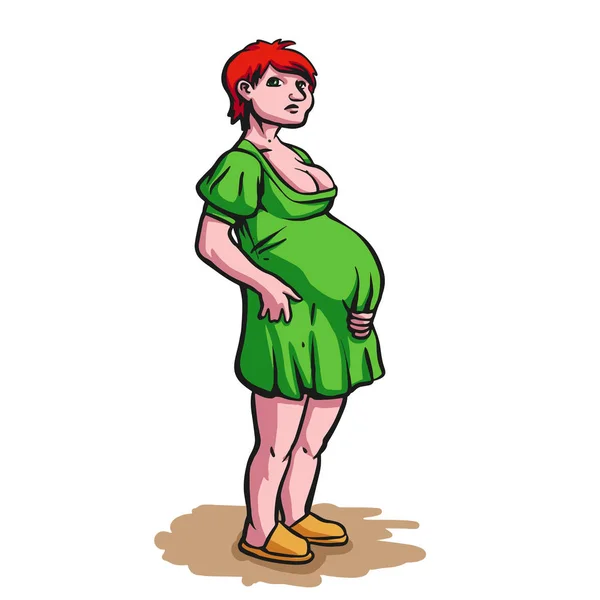 Unga Gravida Cartoon Ung Mamma — Stock vektor